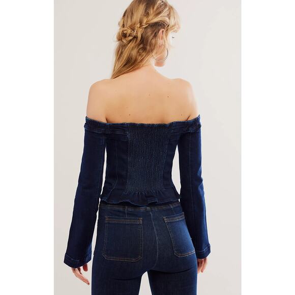 NWT Free People Up And Go Denim Top - Medium - Picture 2 of 4